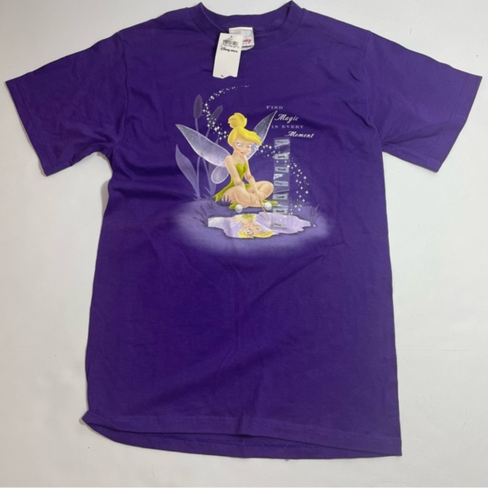 NWT Vintage Disney store tinkerbell adult T-shirt size small purple short sleeve